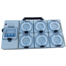 Industrial Power board - 32 Amp 3 phase supply with 6x15 Amp outlets.